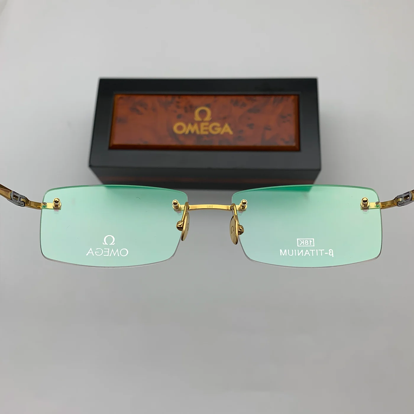 Gọng Kính Thời Trang Omega 511628 Mạ Vàng 18K Gold Titan Khoan 3 Mảnh Fullbox