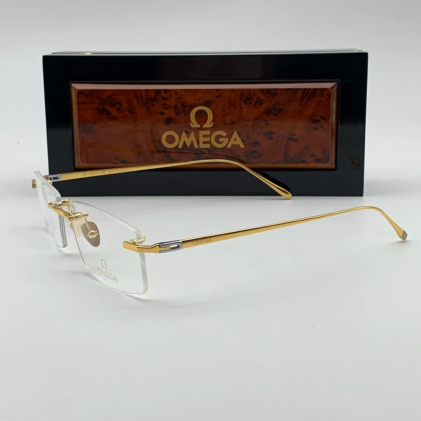 Gọng Kính Thời Trang Omega 511628 Mạ Vàng 18K Gold Titan Khoan 3 Mảnh Fullbox