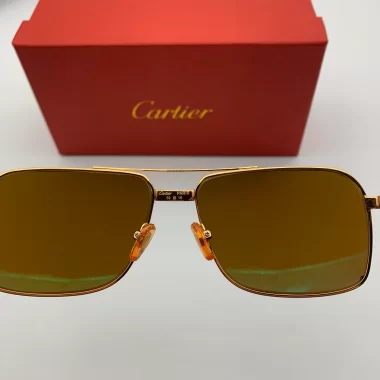 Kính Cartier Mạ Vàng Dáng Vuông Chính Hãng