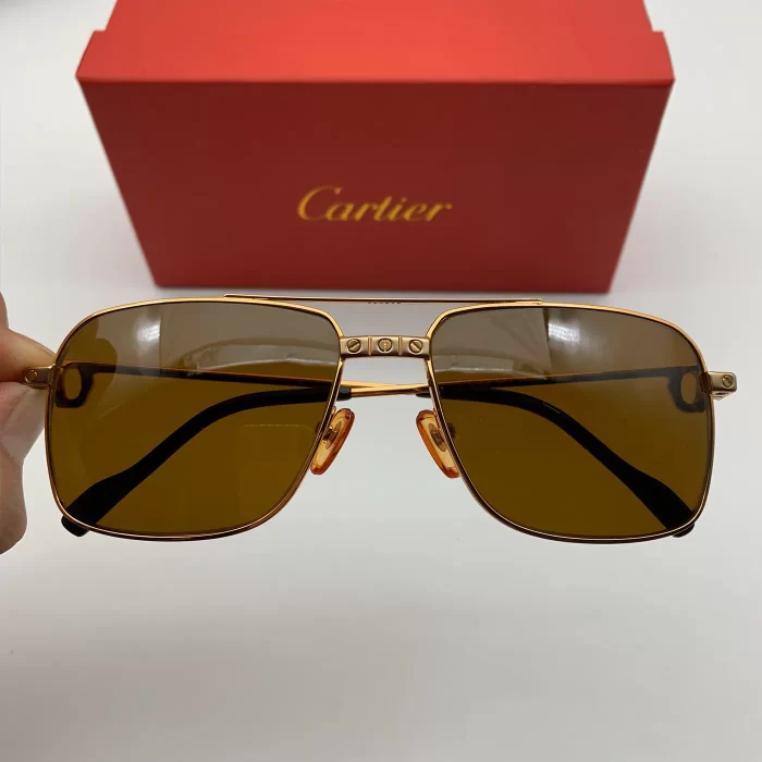 Kính Cartier Mạ Vàng Dáng Vuông Chính Hãng
