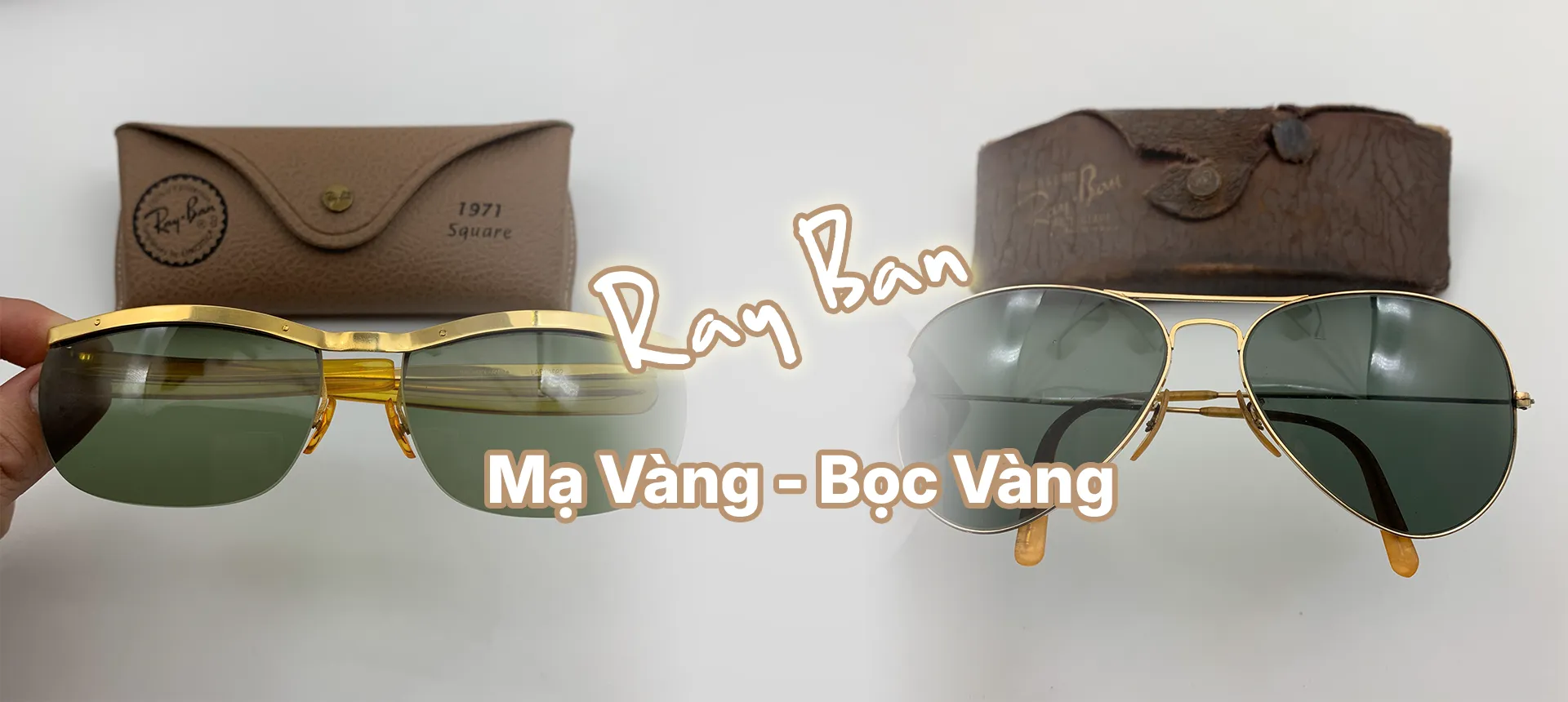 kính rayban cổ bọc vàng
