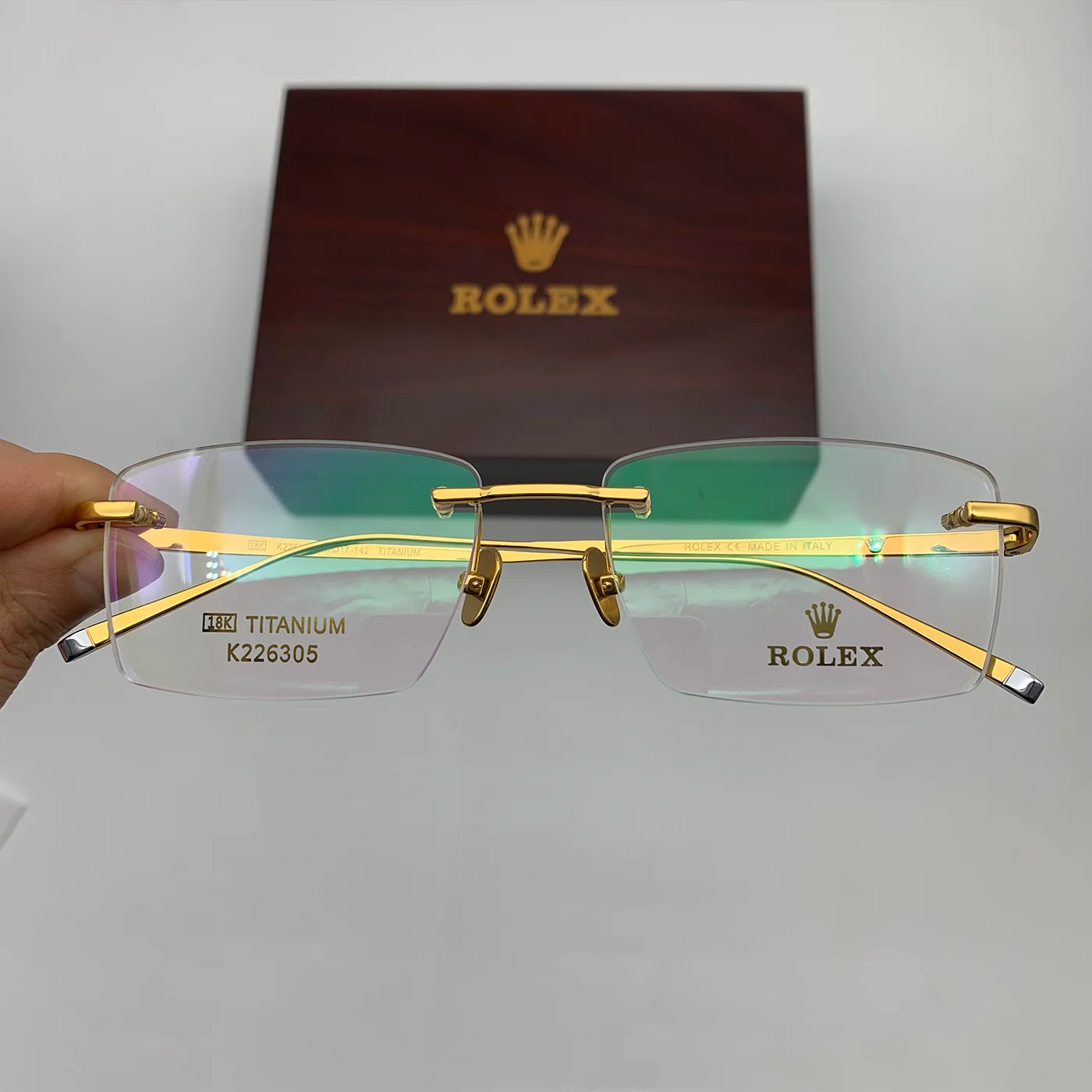Gọng Kính Râm Rolex K226305 mạ vàng 18k titanium 3 mảnh Fullbox