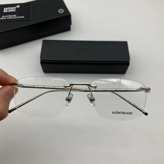 Gọng kính Montblanc vàng trắng titanium đốt trúc C fullbox