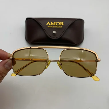 Kính Nylor Dáng Đòn Gành Cổ Điển Mạ Vàng Mắt Nâu Trà